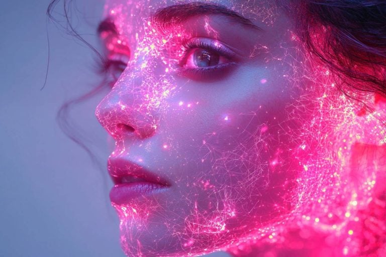 En dame blir infisert av digitale impulser fra ai-agenter i virksomheten.